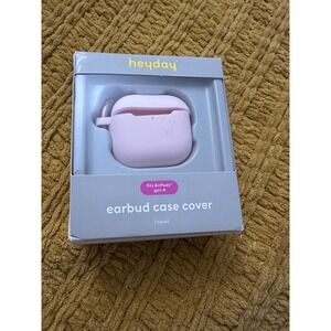 heyday Earbud Case Cover Fits AirPods Gen 4 Pink NIB Silicone Carabiner Clip